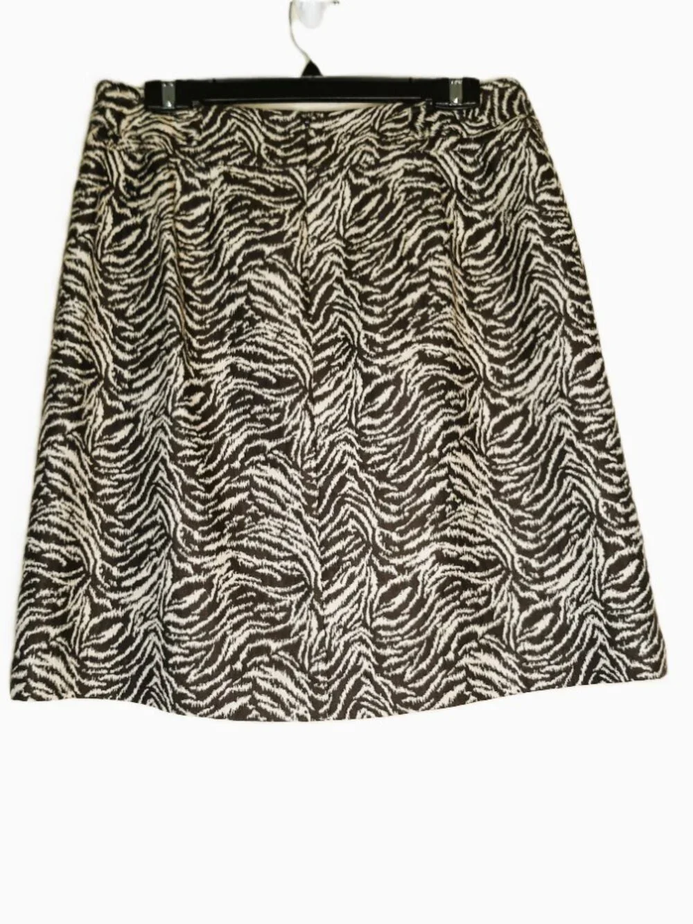 Animal Print Mini Skirt Cotton Silk Wool Brown Zebra Preppy Ann Taylor
